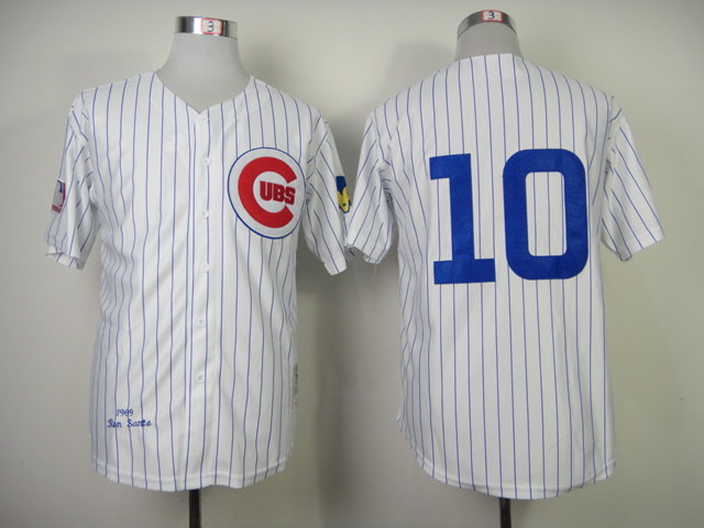 Men Chicago Cubs #10 Santo White Throwback 1969 MLB Jerseys->chicago cubs->MLB Jersey